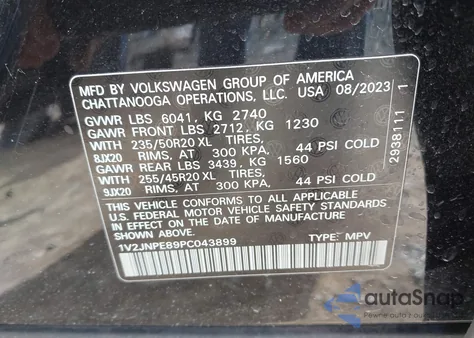 2023 Volkswagen Id.4 Awd Pro S Plus z USA, uszkodzony, nr VIN 1V2JNPE89PC043899